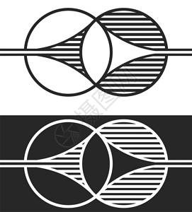 两个形状或数字黑白两色矢图片