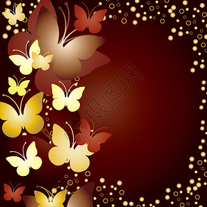 金色背景与蝴蝶矢量图图片