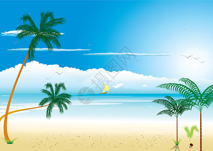 椰棕林美丽的热带海滩有插画
