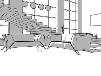 现代客厅一室专属设计线条形象图片