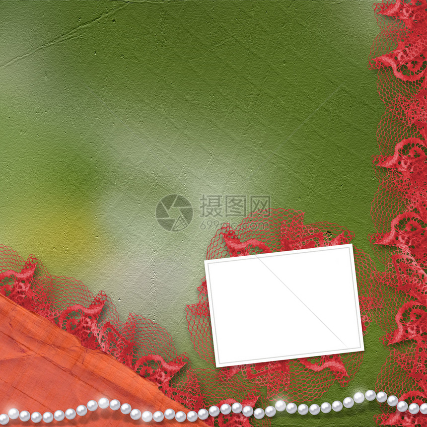周年纪念或用珍珠和花边祝贺的框架图片