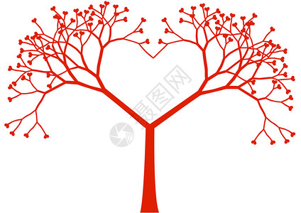 心形树与心叶矢量背景图片