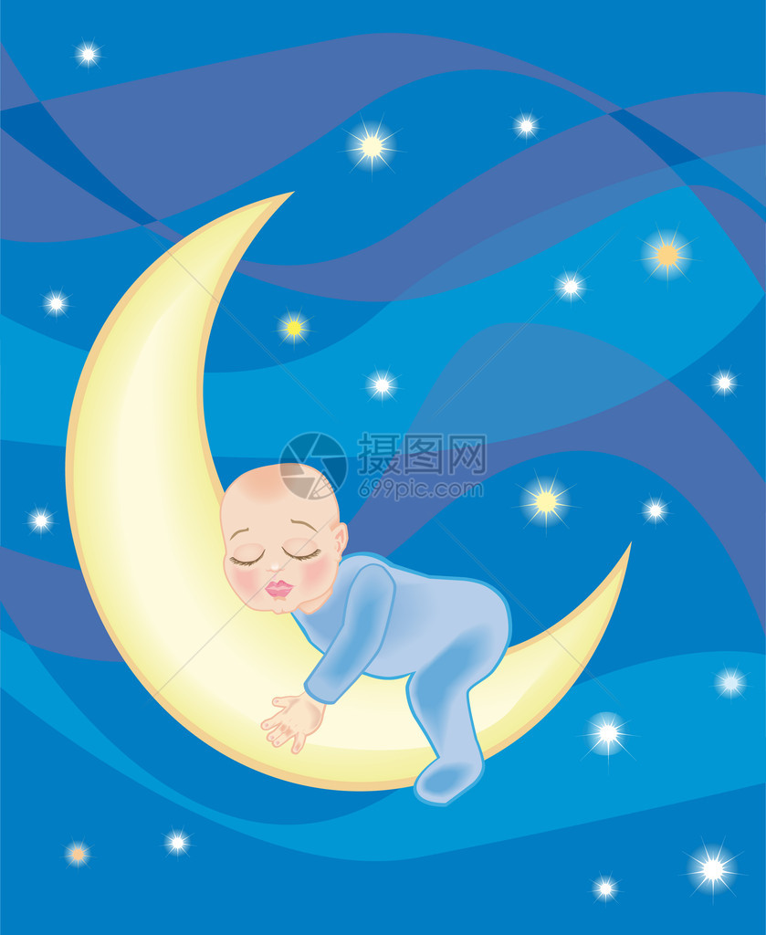 婴儿男孩在月亮图片