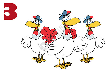 三只法国母鸡背景图片