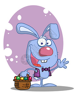 蓝兔带复活节图片