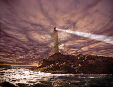 霍尔茨法尔日落灯塔景观3d渲染设计图片