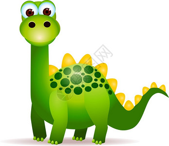 可爱的绿色恐龙的矢量插图图片