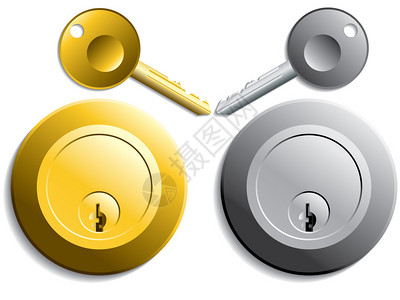 金色和银色密钥键图片