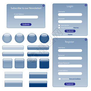 各种蓝色web表单和按钮背景图片