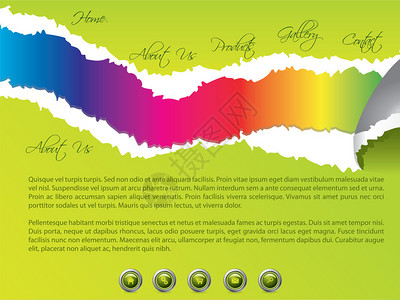 带有彩虹色的绿色撕裂网站模板图片