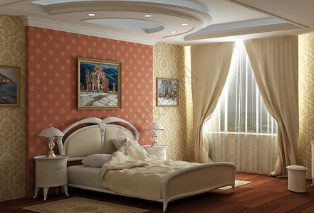 3dMigration用大双床和白床的卧室用图片