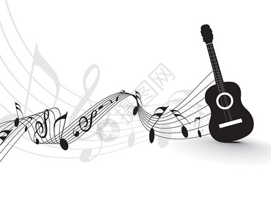 钟声音符声用于设计用途的音乐笔记和wirh吉他播放插画
