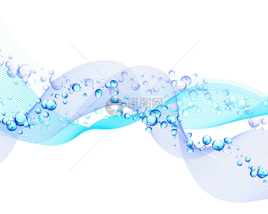 带有气泡的抽象矢量水背景图片