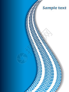 米齐奥带有轮胎痕迹的酷蓝色背景插画