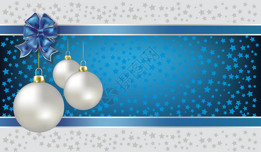 圣诞球和星蓝色矢量背景图片