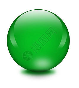 在白色背景的绿色水晶球图片