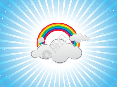 色彩缤纷的设计与云彩和虹背景图片