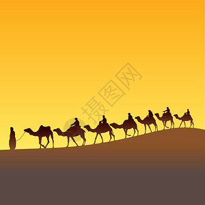 撒哈拉大篷车背景图片