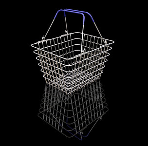 金属丝购物篮的3D渲染背景图片