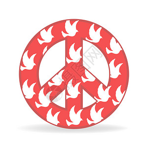 反战白色背景上的鸟和平标志的插图插画