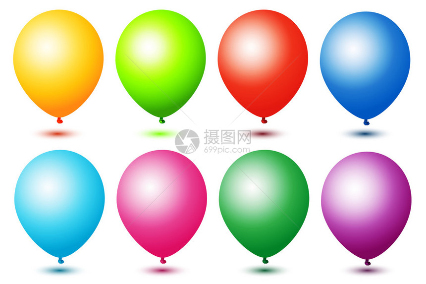 白色背景上的彩色气球插图图片