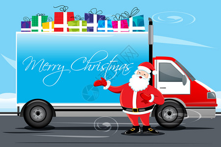 圣诞贺卡与货物的插图图片