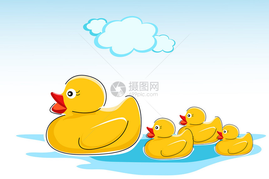 鸭子在水中的插图图片