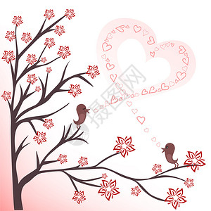 花枝上的两只爱鸟高清图片