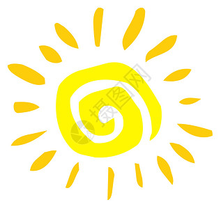 黄漆样式螺旋太阳在白背景图片