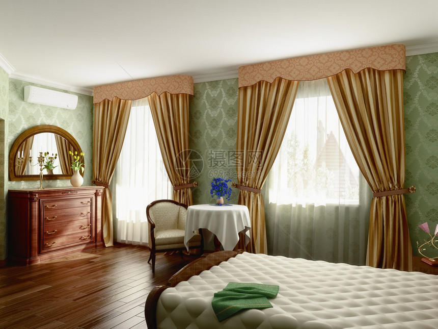 古典风格的现代室内卧室图片