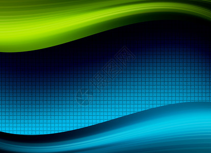 绿色和蓝色波浪背景抽象插图图片