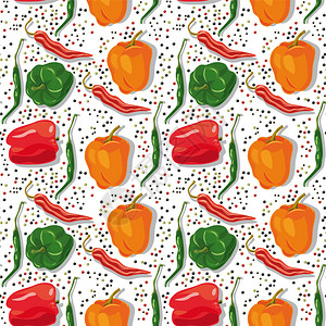 不同类型辣椒的无缝模式图片
