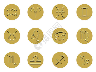 收集zodiac的金色徽章标记2000x200图片