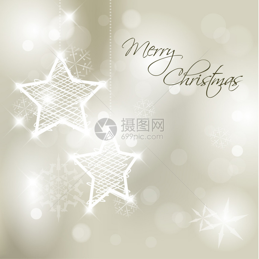 矢量圣诞背景与白色雪花星和您图片