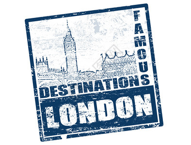蓝色橡皮图章和BigBen大楼还有伦敦的图片