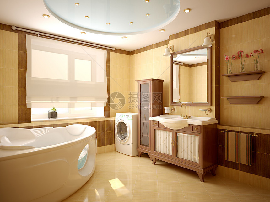 浴室的现代内饰3d渲染图片