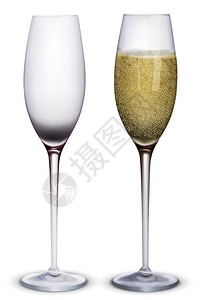 白色背景的玻璃杯香槟图片