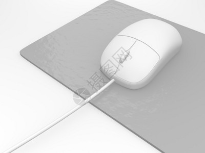 白色鼠标垫上的电脑鼠标图片
