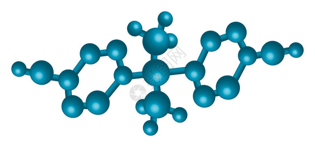 以白色背景上孤立的蓝色分子背景图片