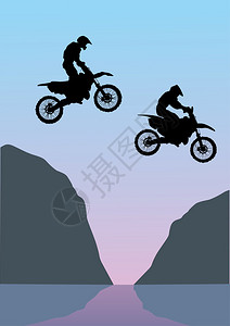 插图与骑摩托车的男人的剪影图片