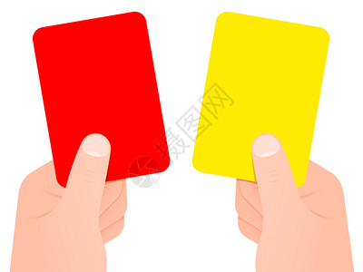 两只手拿着红黄牌背景图片