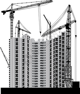 房屋建筑和起重机的插图背景图片