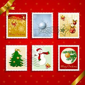 一套圣诞邮票和邮戳图片
