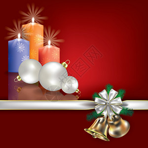 圣诞红问候摘要用蜡烛和图片