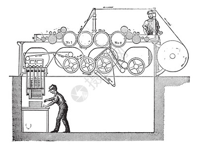 轮作早期网络印刷机插画