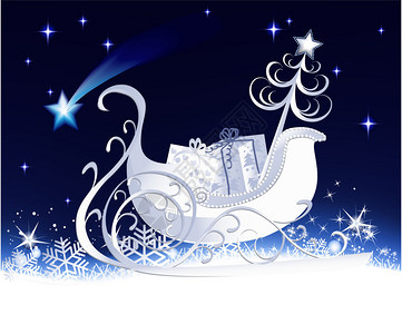 圣诞背景与白色雪橇图片