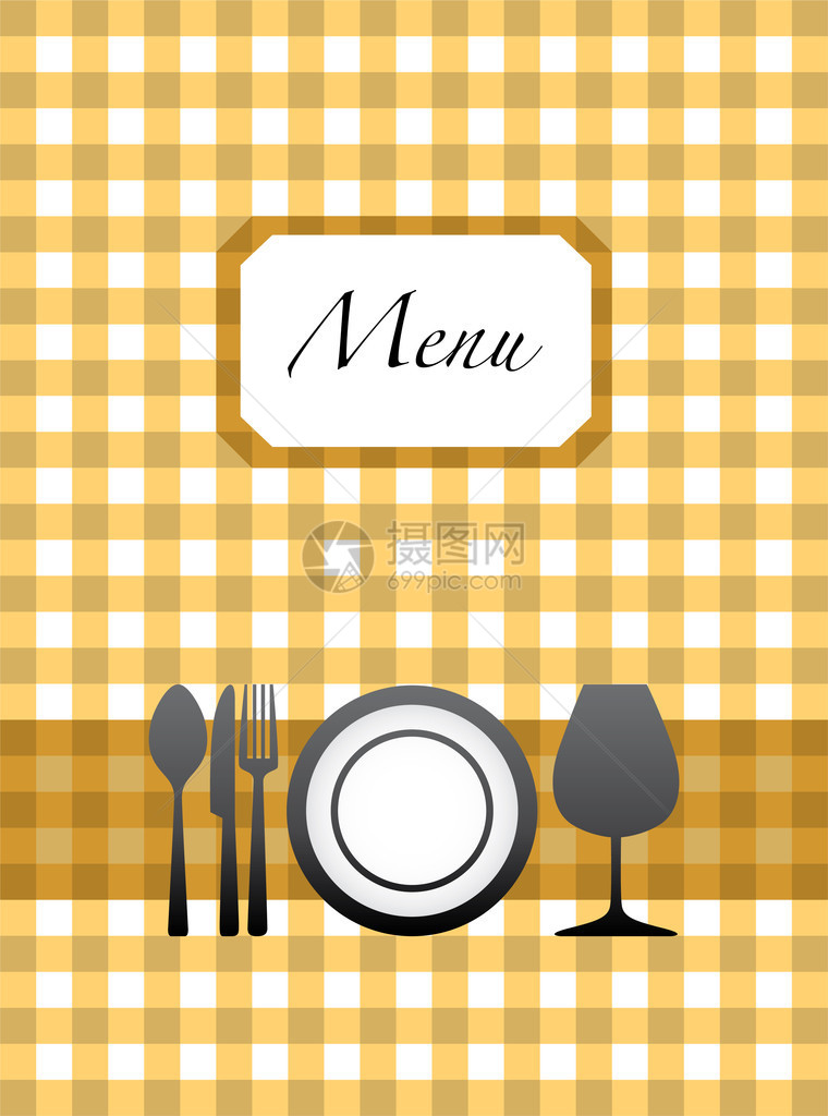 Eps10菜单卡设计上的餐具图片