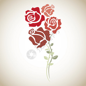 四朵红玫瑰素描图图片