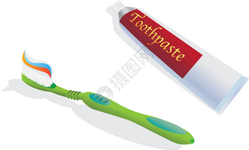 牙刷和牙膏彩色插图图片