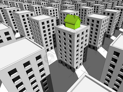 受压迫的绿色生态住房建在公寓楼的顶部插画